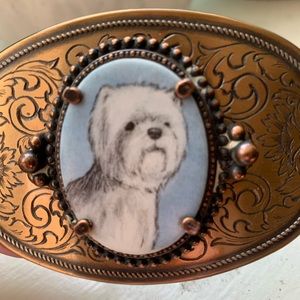 Vintage cute kitschy dog belt buckle